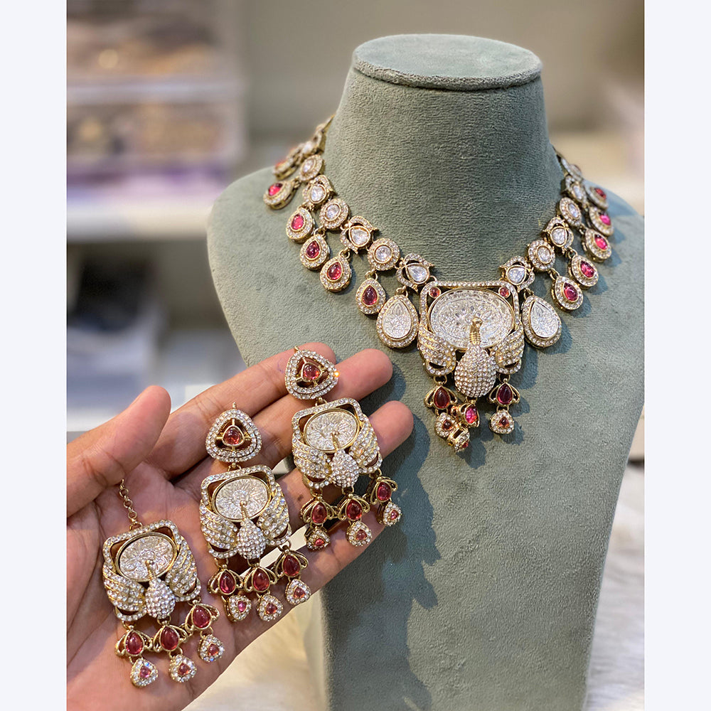 Hira Collections Designer Pota And Austrian Stone Necklace Set
