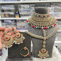 Hira Collections Glamorous Crystal Stone And Pearl Beads Semi Bridal Necklace Set