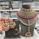 Hira Collections Glamorous Crystal Stone And Pearl Beads Semi Bridal Necklace Set