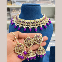 Hira Collections Royal Crystal Stone Beads And Pearl Necklace Set
