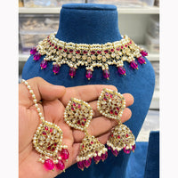 Hira Collections Royal Crystal Stone Beads And Pearl Necklace Set