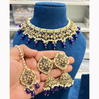 Hira Collections Royal Crystal Stone Beads And Pearl Necklace Set