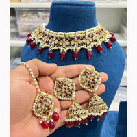 Hira Collections Royal Crystal Stone Beads And Pearl Necklace Set