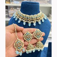 Hira Collections Royal Crystal Stone Beads And Pearl Necklace Set