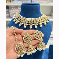 Hira Collections Royal Crystal Stone Beads And Pearl Necklace Set