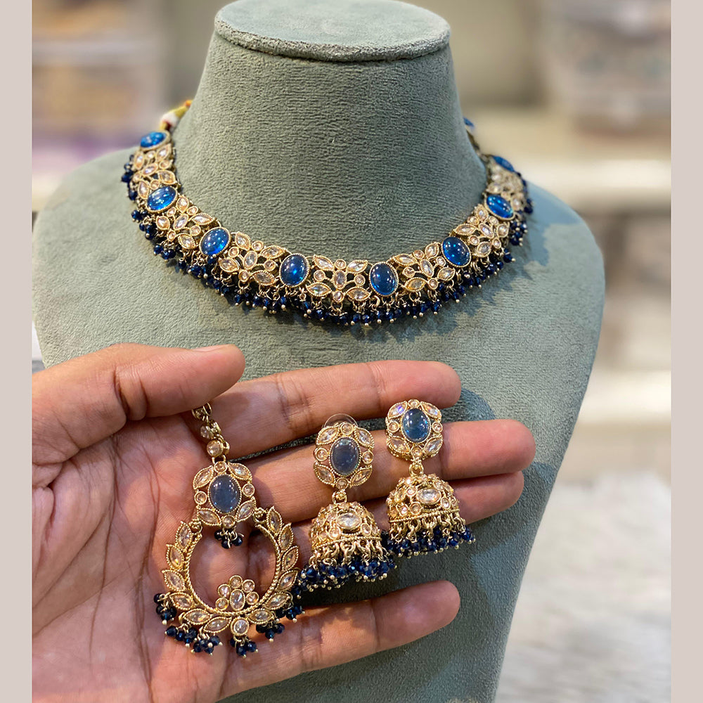 Hira Collections Royal Crystal Stone And Pearl Necklace Set