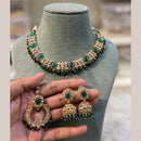 Hira Collections Royal Crystal Stone And Pearl Necklace Set