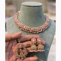 Hira Collections Royal Crystal Stone And Pearl Necklace Set