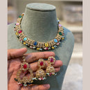 Hira Collections Royal Crystal Stone And Pearl Necklace Set