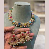 Hira Collections Royal Crystal Stone And Pearl Necklace Set