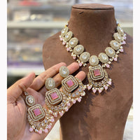 Hira Collections Royal Crystal Stone Beads And Pearl Necklace Set