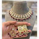Hira Collections Royal Crystal Stone Beads And Pearl Necklace Set