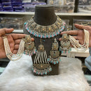 Hira Collections Royal Crystal Stone Beads And Pearl Necklace Set With Passa 