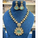 Hira Collections Grand Pota Stone With Austrian Stone Necklace Set