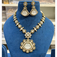 Hira Collections Grand Pota Stone With Austrian Stone Necklace Set