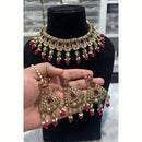 Hira Collections Royal Crystal Stone Beads And Pearl Necklace Set