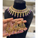 Hira Collections Royal Crystal Stone Beads And Pearl Necklace Set