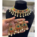 Hira Collections Royal Crystal Stone Beads And Pearl Necklace Set