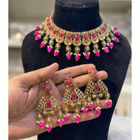 Hira Collections Royal Crystal Stone Beads And Pearl Necklace Set