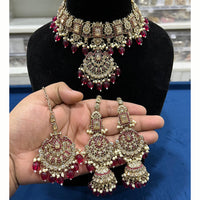 Hira Collections Royal Crystal Stone Beads And Pearl Necklace Set