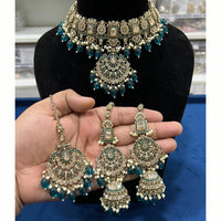 Hira Collections Royal Crystal Stone Beads And Pearl Necklace Set
