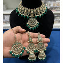 Hira Collections Royal Crystal Stone Beads And Pearl Necklace Set