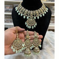 Hira Collections Royal Crystal Stone Beads And Pearl Necklace Set