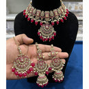 Hira Collections Royal Crystal Stone Beads And Pearl Necklace Set