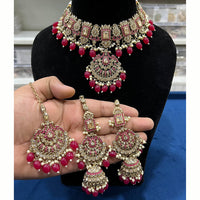 Hira Collections Royal Crystal Stone Beads And Pearl Necklace Set