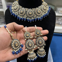 Hira Collections Royal Crystal Stone Beads And Pearl Necklace Set