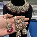 Hira Collections Royal Crystal Stone Beads And Pearl Necklace Set