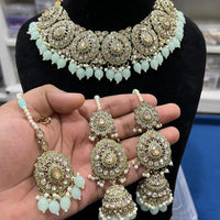 Hira Collections Royal Crystal Stone Beads And Pearl Necklace Set
