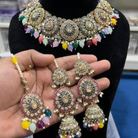 Hira Collections Royal Crystal Stone Beads And Pearl Necklace Set