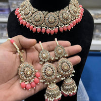 Hira Collections Royal Crystal Stone Beads And Pearl Necklace Set