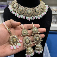 Hira Collections Royal Crystal Stone Beads And Pearl Necklace Set