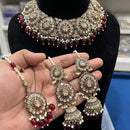 Hira Collections Royal Crystal Stone Beads And Pearl Necklace Set
