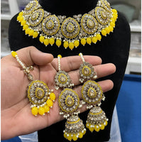 Hira Collections Royal Crystal Stone Beads And Pearl Necklace Set