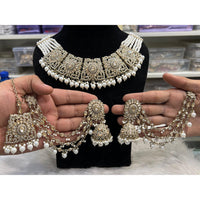 Hira Collections Royal Crystal Stone Beads And Pearl Necklace Set