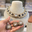 Hira Collections Royal Crystal Stone Necklace Set
