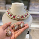 Hira Collections Royal Crystal Stone Necklace Set