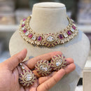 Hira Collections Royal Crystal Stone Necklace Set