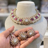 Hira Collections Royal Crystal Stone Necklace Set