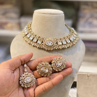 Hira Collections Royal Crystal Stone Necklace Set