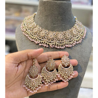 Hira Collections Royal Crystal Stone Beads And Pearl Necklace Set