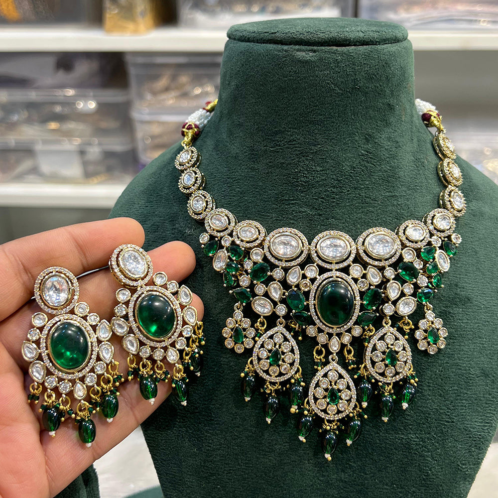 Hira Collection Glamorous Polki Kundan Beads Choker Necklace Set