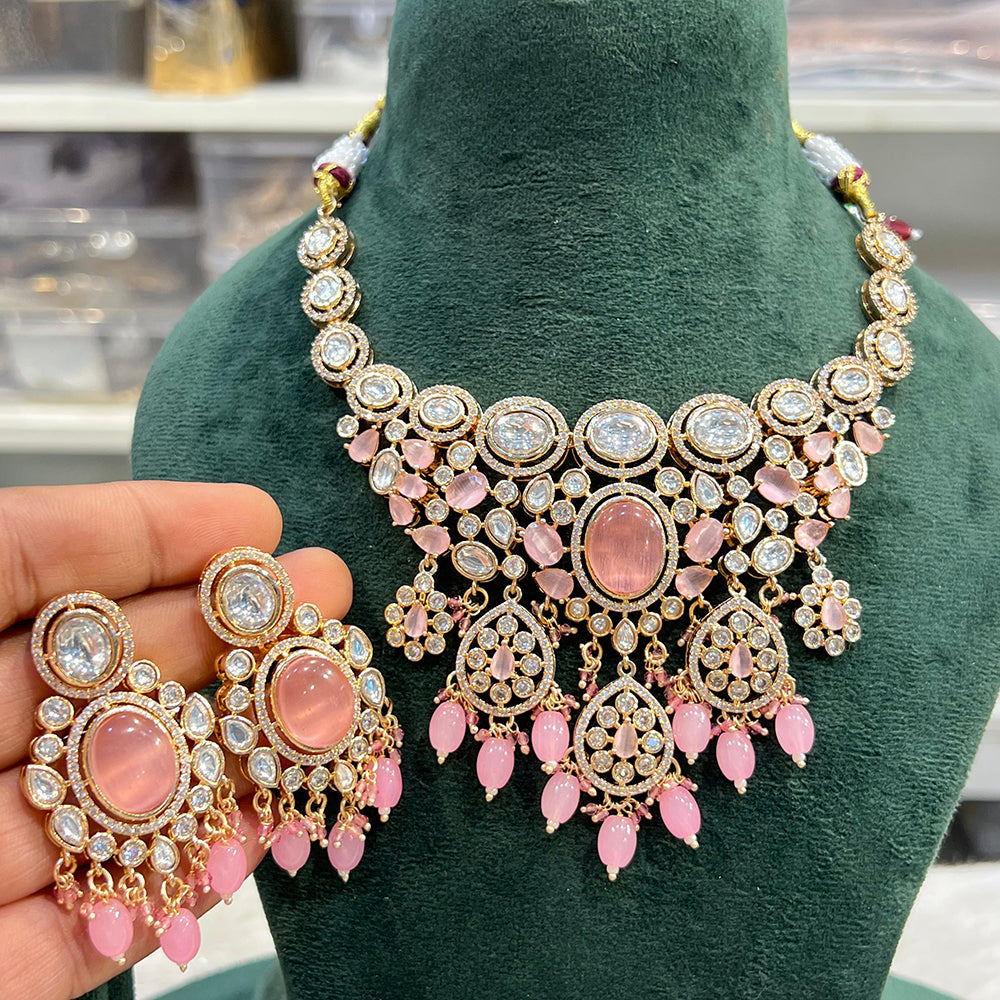 Hira Collection Glamorous Polki Kundan Beads Choker Necklace Set