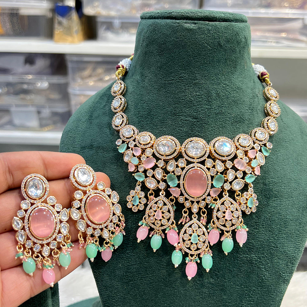 Hira Collection Glamorous Polki Kundan Beads Choker Necklace Set