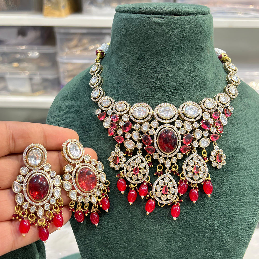 Hira Collection Glamorous Polki Kundan Beads Choker Necklace Set