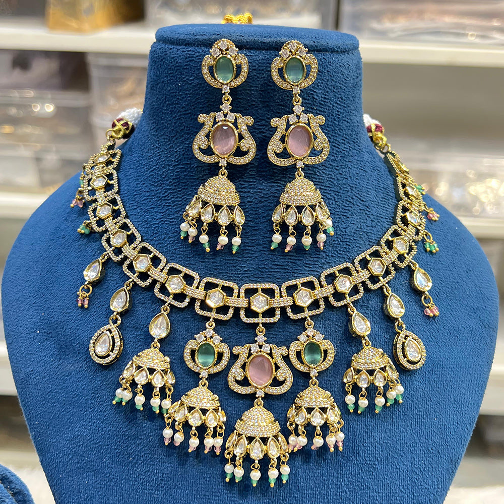 Hira Collection Glamorous Polki Kundan And Pearl Necklace Set