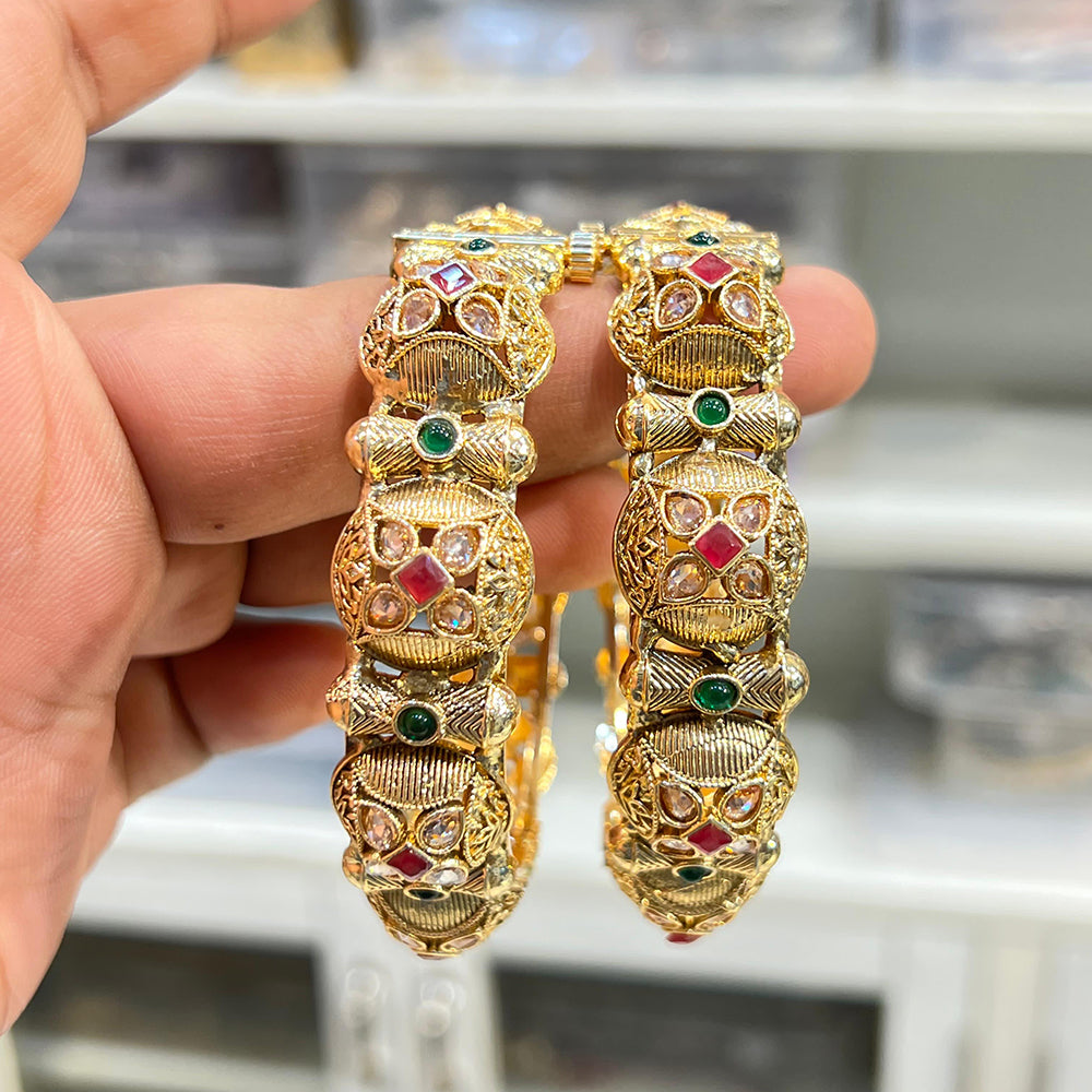 Hira Collections Royal Pota Stone Openable Bangles Set